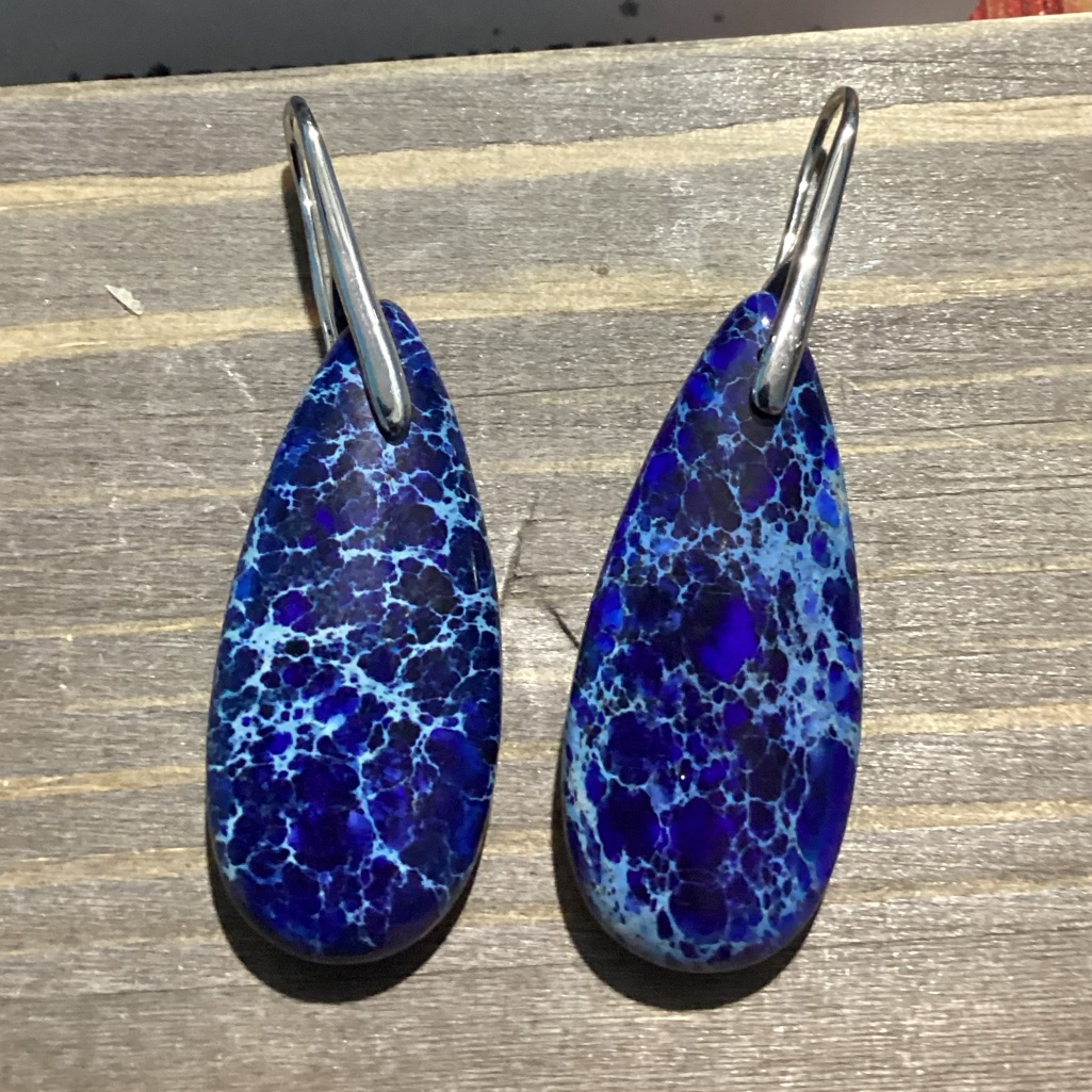 Natural Blue Lapis Lazuli Tear Drop Stone Warrings